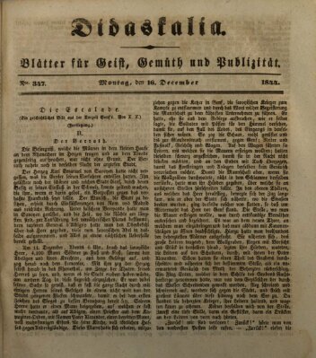 Didaskalia Montag 16. Dezember 1844