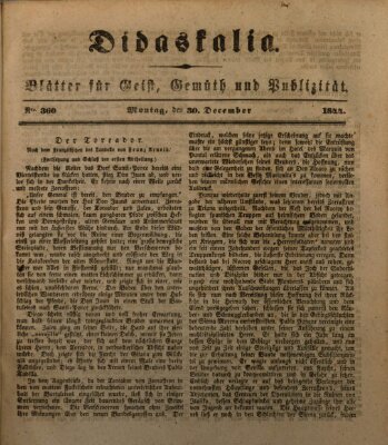 Didaskalia Montag 30. Dezember 1844