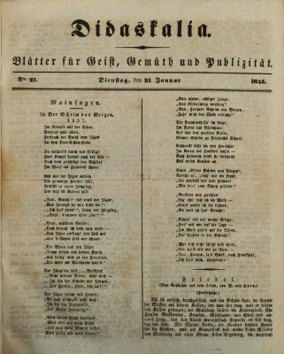 Didaskalia Dienstag 21. Januar 1845