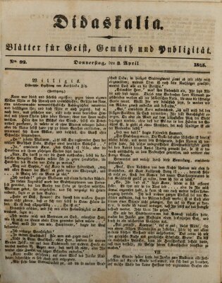 Didaskalia Donnerstag 3. April 1845