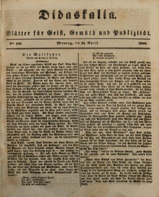 Didaskalia Montag 21. April 1845