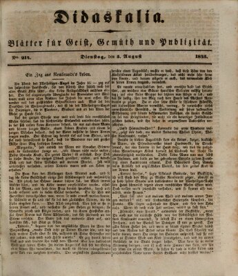 Didaskalia Dienstag 5. August 1845