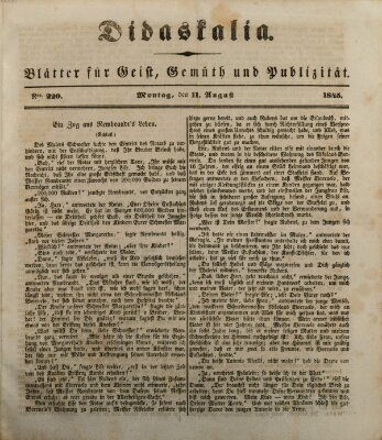 Didaskalia Montag 11. August 1845