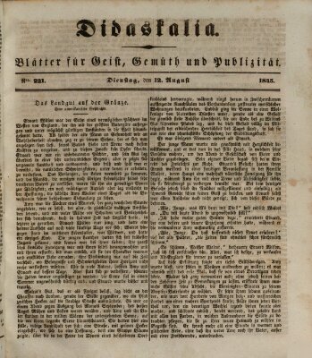 Didaskalia Dienstag 12. August 1845