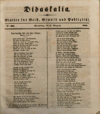 Didaskalia Sonntag 17. August 1845