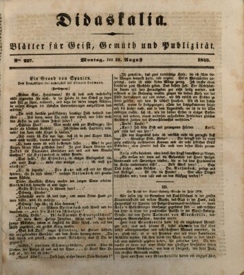 Didaskalia Montag 18. August 1845