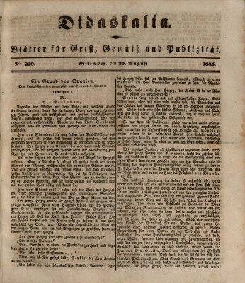 Didaskalia Mittwoch 20. August 1845