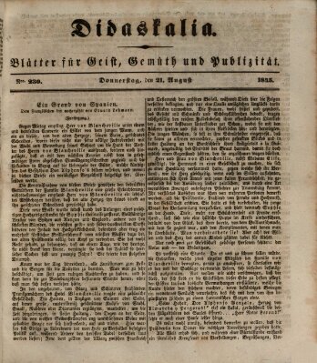 Didaskalia Donnerstag 21. August 1845