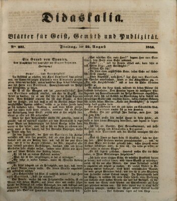 Didaskalia Freitag 22. August 1845