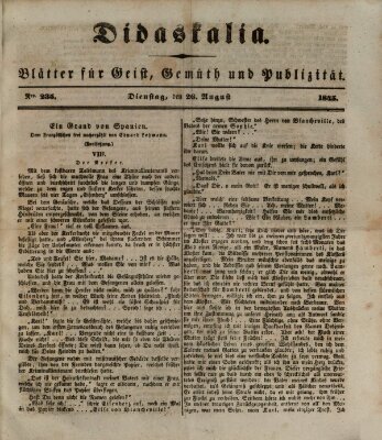 Didaskalia Dienstag 26. August 1845