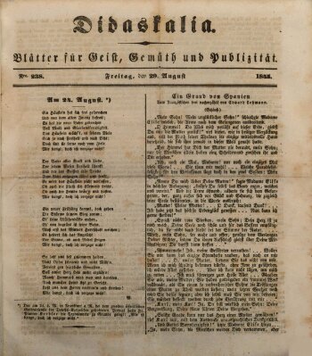 Didaskalia Freitag 29. August 1845