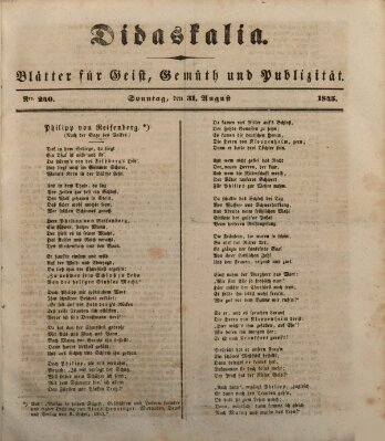 Didaskalia Sonntag 31. August 1845