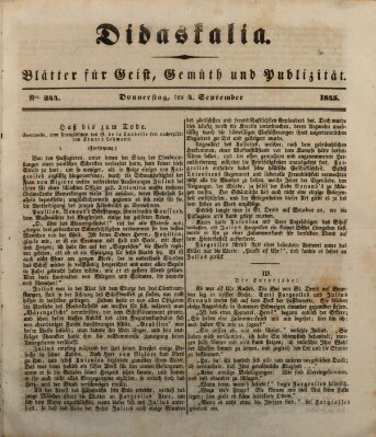 Didaskalia Donnerstag 4. September 1845