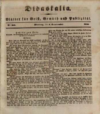 Didaskalia Montag 8. September 1845