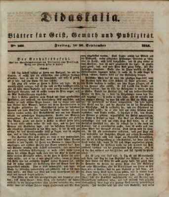 Didaskalia Freitag 26. September 1845