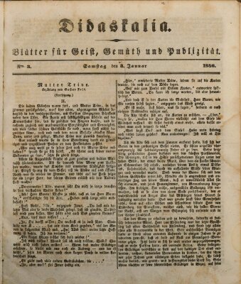 Didaskalia Samstag 3. Januar 1846