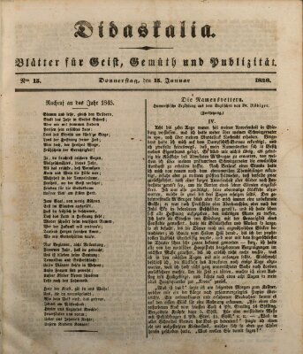Didaskalia Donnerstag 15. Januar 1846