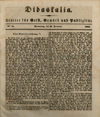 Didaskalia Sonntag 18. Januar 1846