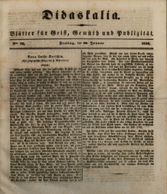 Didaskalia Freitag 30. Januar 1846