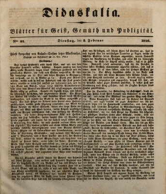 Didaskalia Dienstag 3. Februar 1846