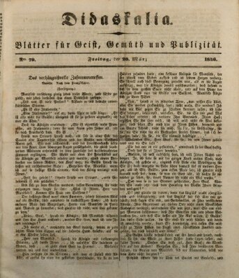 Didaskalia Freitag 20. März 1846