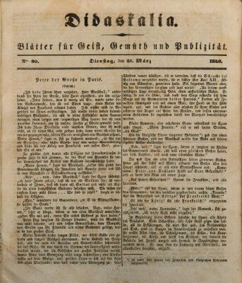 Didaskalia Dienstag 31. März 1846