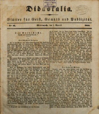 Didaskalia Mittwoch 1. April 1846