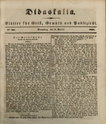 Didaskalia Samstag 11. April 1846