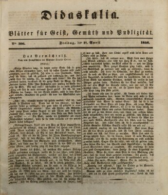 Didaskalia Freitag 17. April 1846