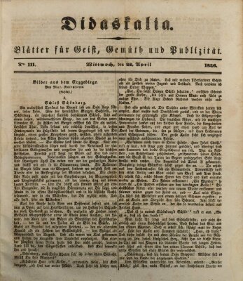 Didaskalia Wednesday 22. April 1846