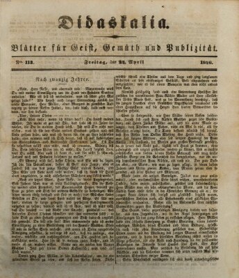 Didaskalia Freitag 24. April 1846