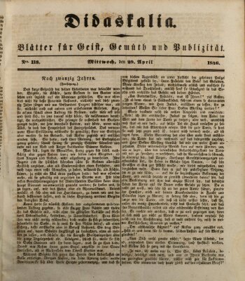 Didaskalia Mittwoch 29. April 1846