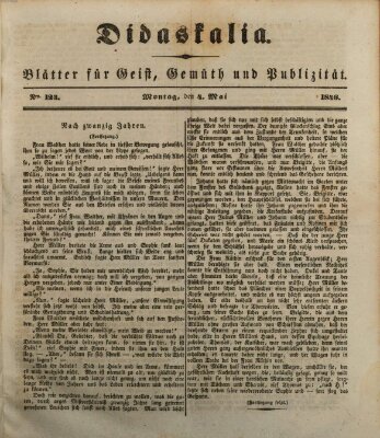 Didaskalia Montag 4. Mai 1846