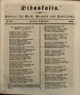 Didaskalia Freitag 26. Juni 1846