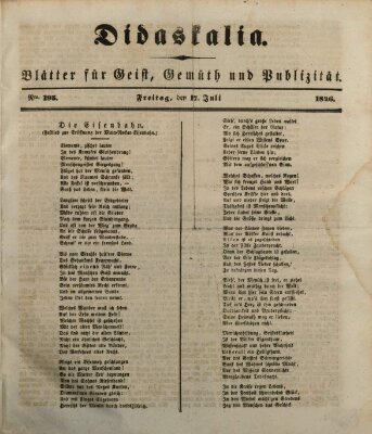 Didaskalia Freitag 17. Juli 1846