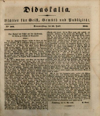 Didaskalia Donnerstag 30. Juli 1846