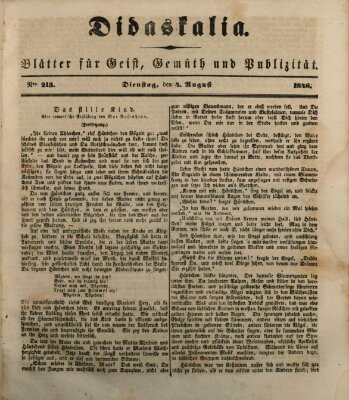 Didaskalia Dienstag 4. August 1846