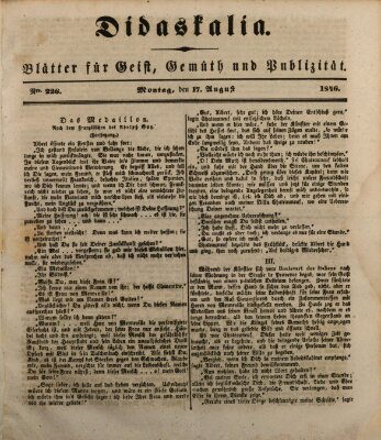 Didaskalia Montag 17. August 1846