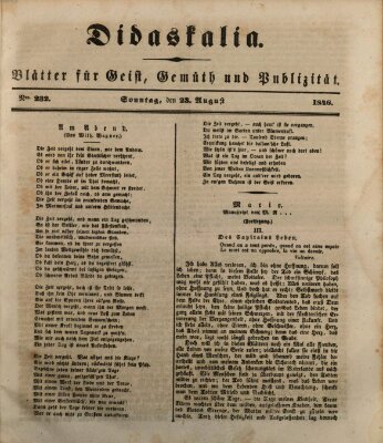 Didaskalia Sonntag 23. August 1846