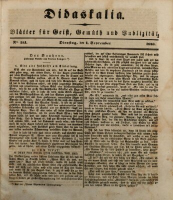 Didaskalia Dienstag 1. September 1846