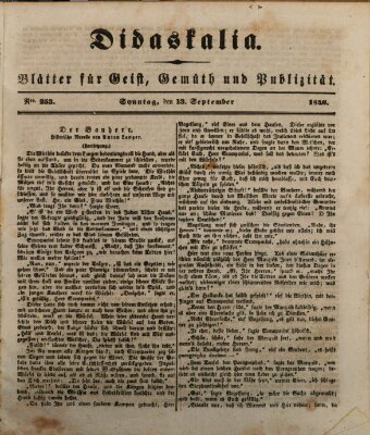 Didaskalia Sonntag 13. September 1846