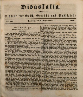 Didaskalia Freitag 18. September 1846