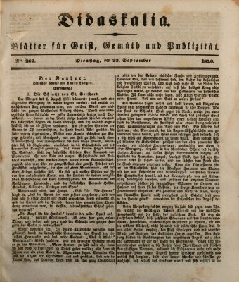 Didaskalia Dienstag 22. September 1846