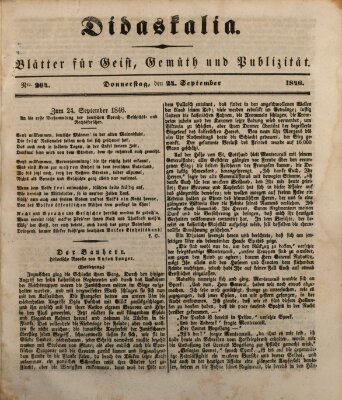 Didaskalia Donnerstag 24. September 1846