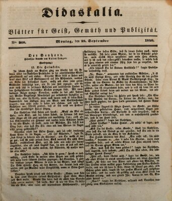 Didaskalia Montag 28. September 1846