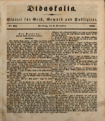 Didaskalia Freitag 2. Oktober 1846