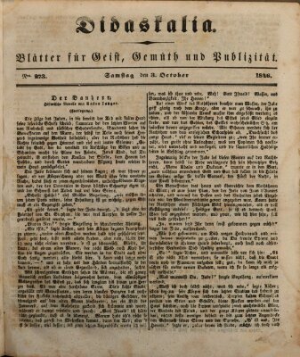 Didaskalia Samstag 3. Oktober 1846