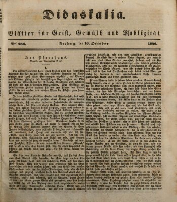 Didaskalia Freitag 16. Oktober 1846