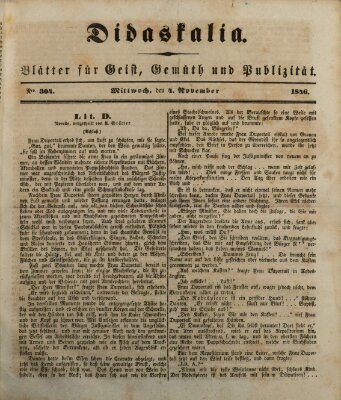 Didaskalia Mittwoch 4. November 1846