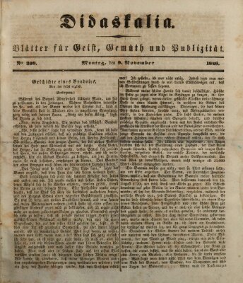 Didaskalia Montag 9. November 1846